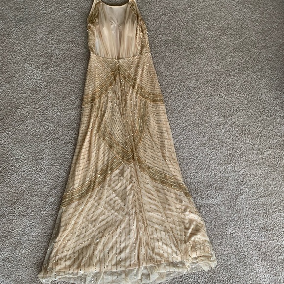 NWT Aidan mattox light gold sequin gown - Picture 6 of 10